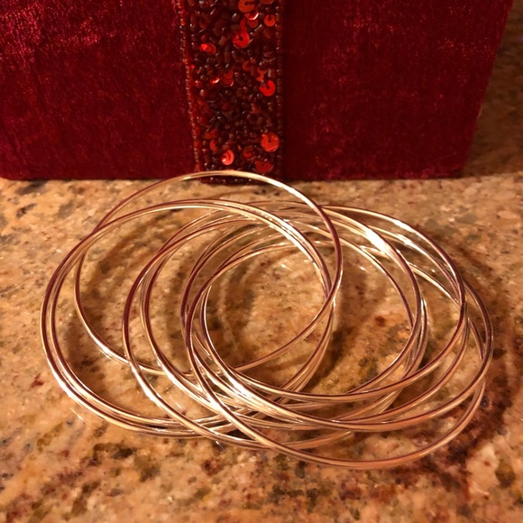 3🔴 = $25 SALE Silver Bangles 10 Connected - Picture 2 of 3